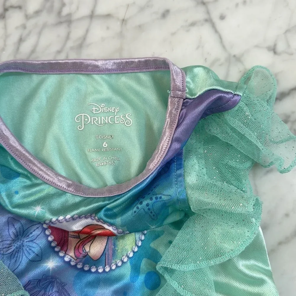 Disney Little Mermaid Little Girls Nightgown Pajama Dress Sz 6T - Picture 3 of 6